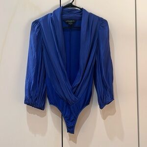 Marciano royal blue v-neck bodysuit, size x-small